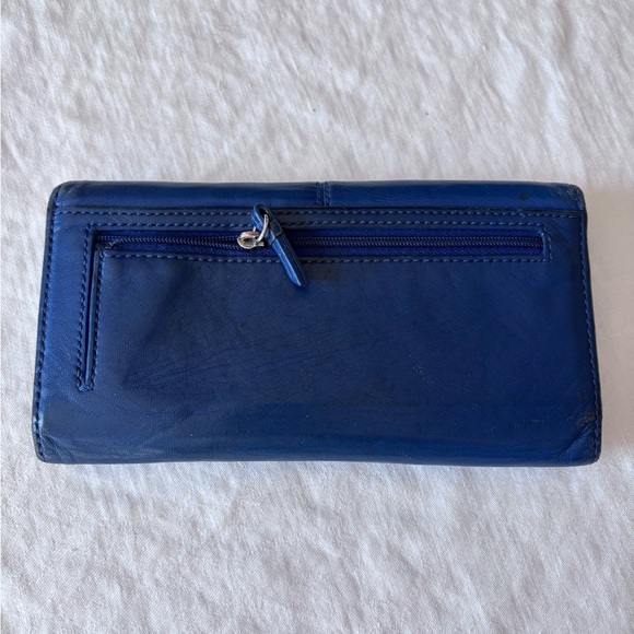 Vintage Coach SoHo Pleated Trifold Long Blue Leather Wallet - Picture 3 of 9